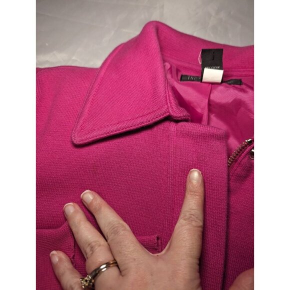 INC (International Concepts) BRIGHT PINK COAT RUFFLE SLEEVE, ZIP FRONT XSMALL - Picture 9 of 12